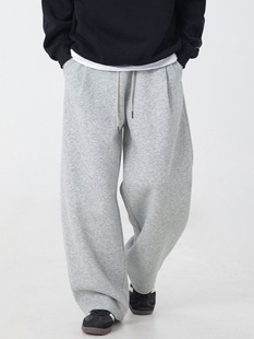 Heavy texture pleated casual pants for men 25 autumn new straight loose long pants trendy brand silhouette sports pants