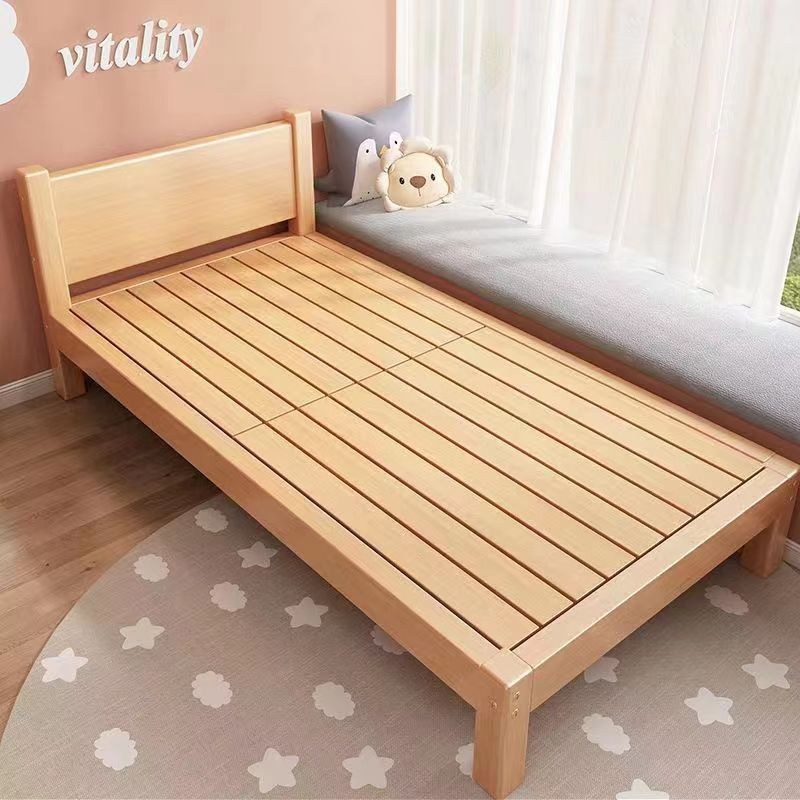 Solid Wood Practical Log Unpainted Small Apartment Single Bed Adult Children's Bed Can Be Spliced ​​Bedroom Room Large Bed Factory