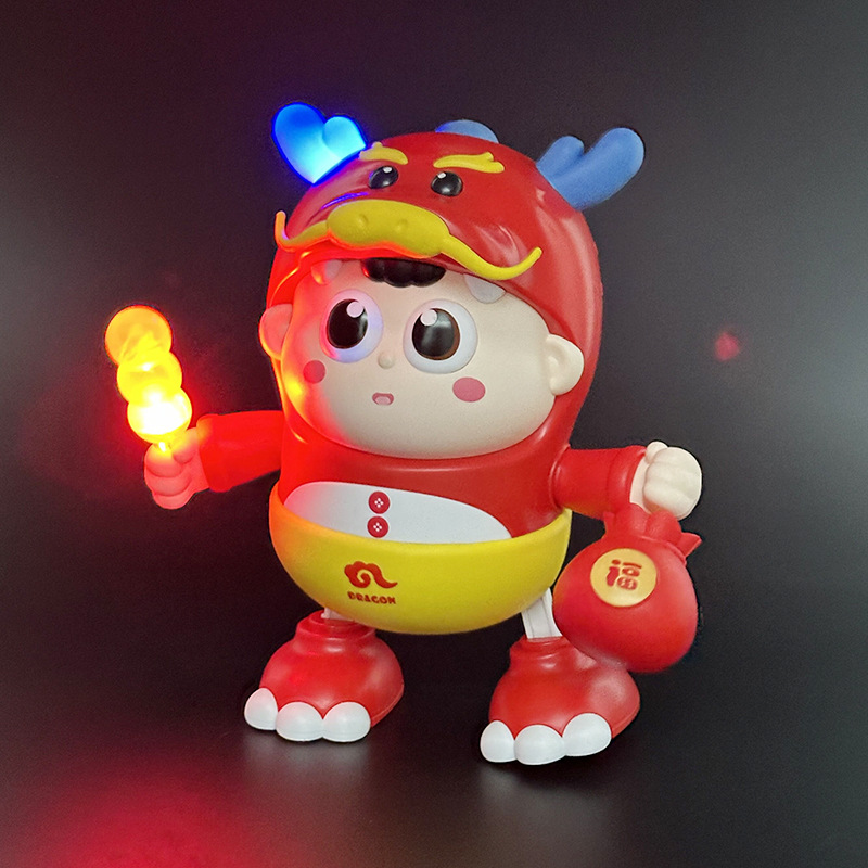 Douyin mismo estilo eléctrico puede cantar y bailar dragón bebé muñeca oscilante luz música juguetes para niños al por mayor transfronterizo