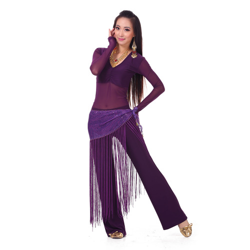 Medium wrinkle + practice pants + tassel scarf New practice clothes set Tassel Indian dance costume three-piece set