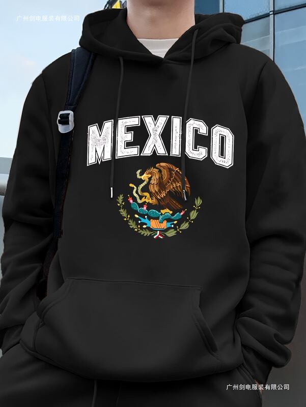 [Cross-Border European Code] 2025 Hooded Sweatshirt with "Mexico" Eagle Pattern Print