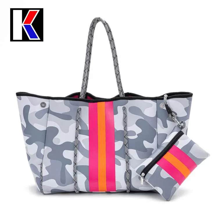 工厂定 制户外运动潜水料打孔沙滩包休闲妈咪包手提肩带购物包