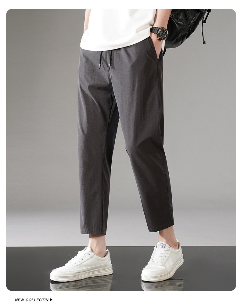 冰丝裤子男夏季新款薄款运动休闲九分裤大码宽松直筒卫裤速干男裤详情27