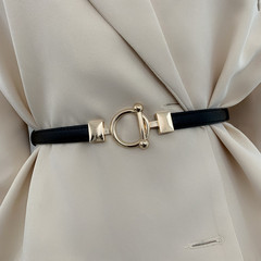 腰帶女 裝飾連衣裙韓版時尚百搭細皮帶可調節大小無孔皮帶潮