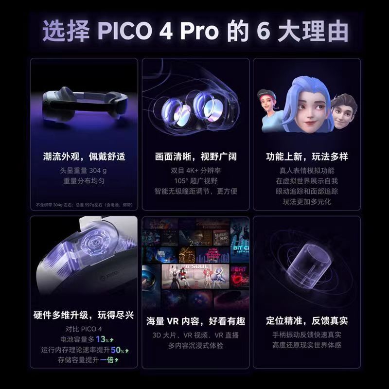 PICO4PRO todo en uno VR insignia popular gafas vr gafas inteligentes realidad virtual juego somatosensorial gafas 3D