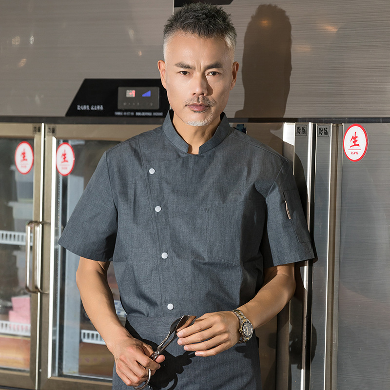 厨师工作服男服装短袖夏装酒店餐饮食堂大码后厨房衣服半袖