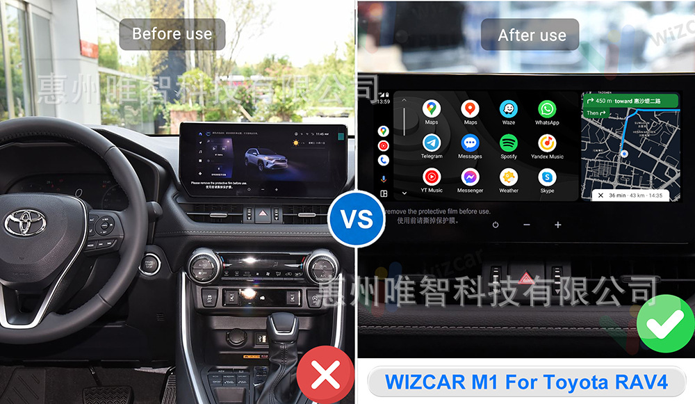 Toyota Rav4 Highlander Wizcar M1 Google Waze Map Spotify