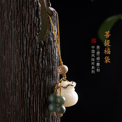創意菩提福袋手機鏈掛繩U盤殼掛件女短款情侶鑰匙扣精緻吊墜飾品