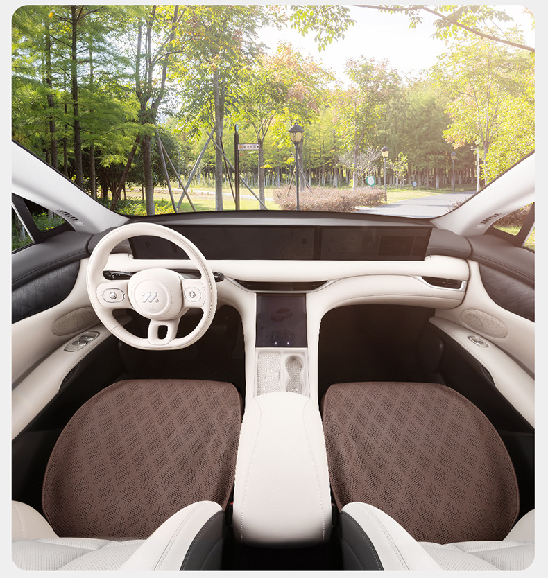 2025 New Anti-Dirty Four-Season Universal Three-Piece Seat Cushion Without Backrest Nappa Leather Perforated Breathable Car Seat Cushion