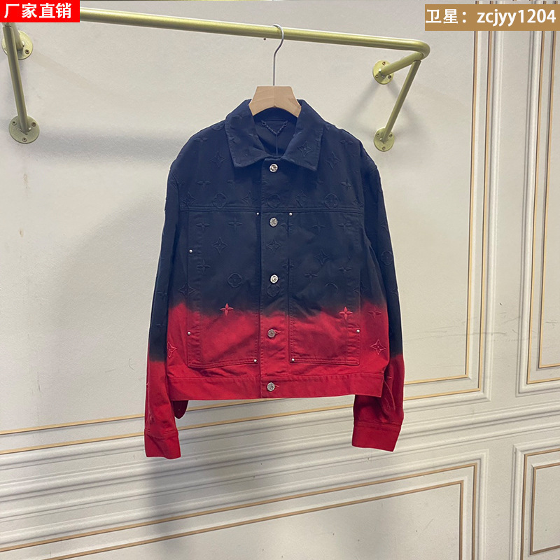 Gradient Color Denim Men's New European Jacquard Jacket