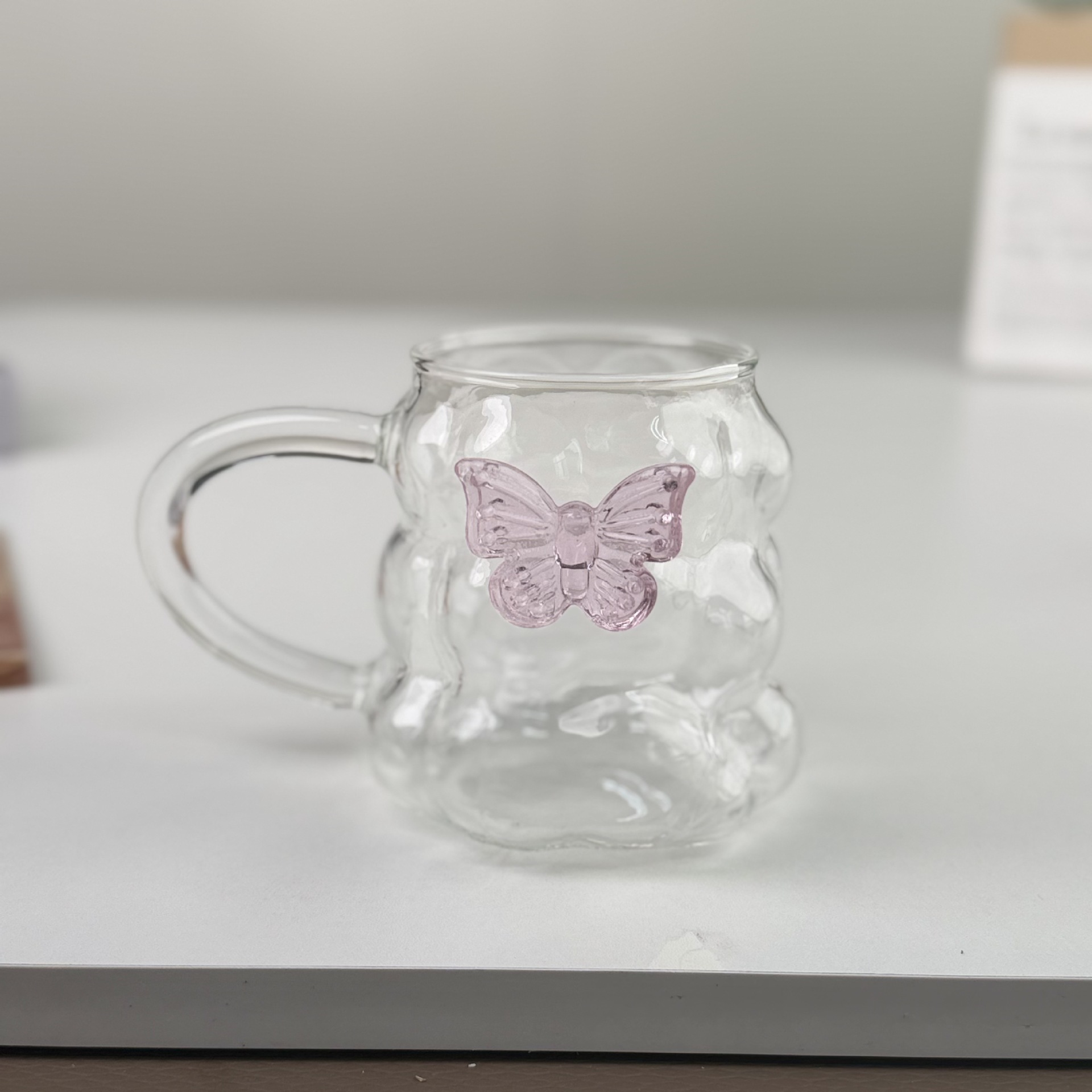Taza de vidrio de alto borosilicato simple estilo de uva casera taza de bebida de jugo de fruta taza de una sola capa transparente taza de vidrio grueso