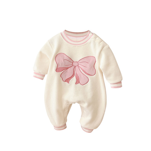 Baby spring clothing newborn baby girl onesie full moon hundred days princess super cute harem spring and autumn outdoor crawling clothing