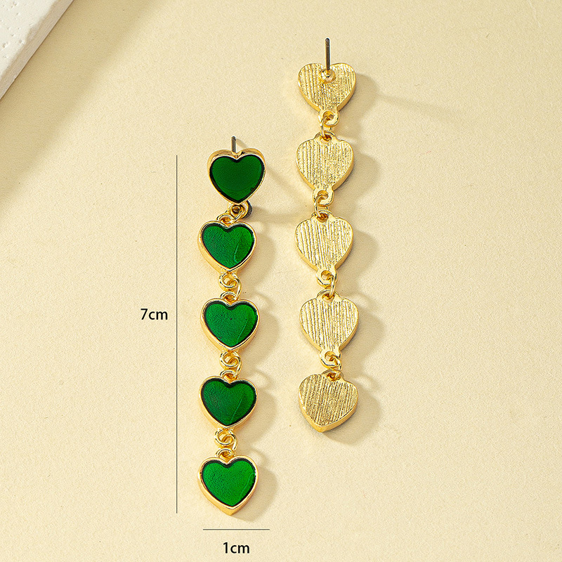 14g Weight Drop Earrings, Earrings Classification 1 Pair Quantity Holiday, Daily Occasion Alloy Material Heart Shape Pattern Women's Gender Enamel Design Simple Style Style 1 Pair Simple Style Heart Shape Enamel Alloy Drop Earrings Earrings 无