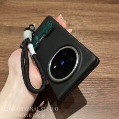 适用vivoXFold5手机壳新款折叠屏保护壳vivoXFold5Pro全包防摔华为X6纯色素皮个性手链创意支架手机套男女款