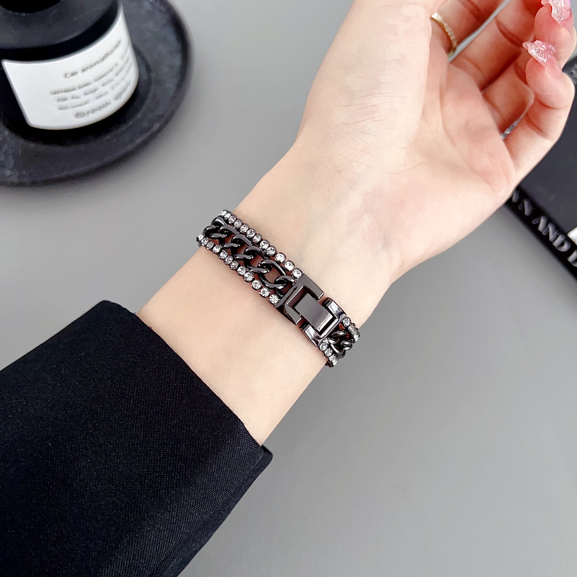 watch strap watch double row diamond denim chain metal strap_voghion.com