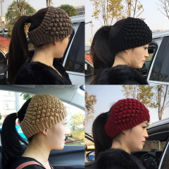 ニット毛糸の広い縁のヘアバンドの女性の保温耳の毛糸のヘアバンドは白髪の頭巾の髪飾りの頭飾りを隠します。