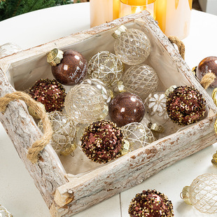 Cross-Border Christmas Ball 6cm Red Gold 8cm Champagne Color Boxed Hanging Ball Pendant Painted Ball Christmas Tree