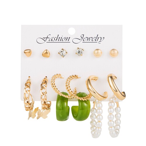 European and American cross-border retro love butterfly earrings set 9-piece creative snake-shaped sword mushroom earrings wholesale