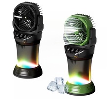 跨境多功能露营风扇带充电长续航水喷雾制冷户外钓鱼风扇rgb灯效