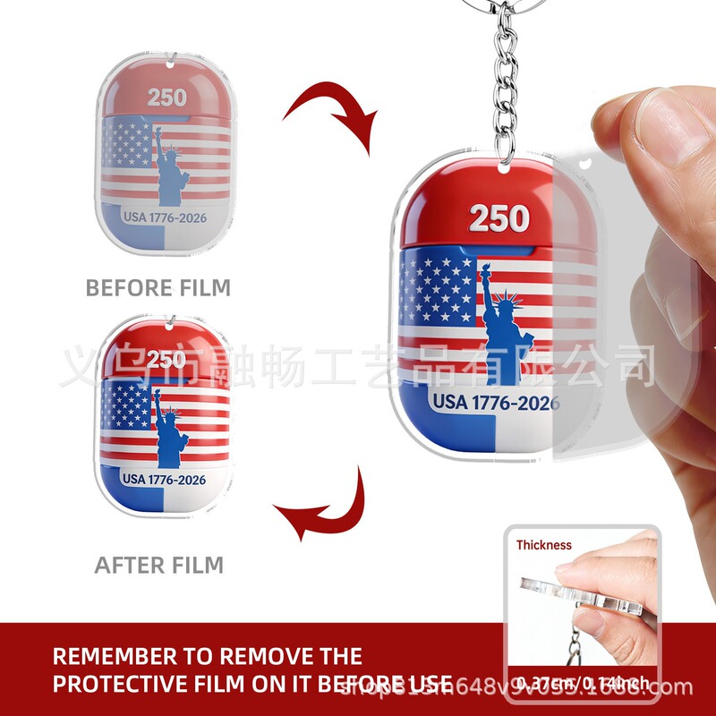 Cross-Border Temu2D Flat 250Th Anniversary of American Independence Day Earphone Charms - Backpack and Keychain Cross-Border Temu2D Flat 250Th Anniversary of American Independence Day Earphone Charms - Backpack and Keychain