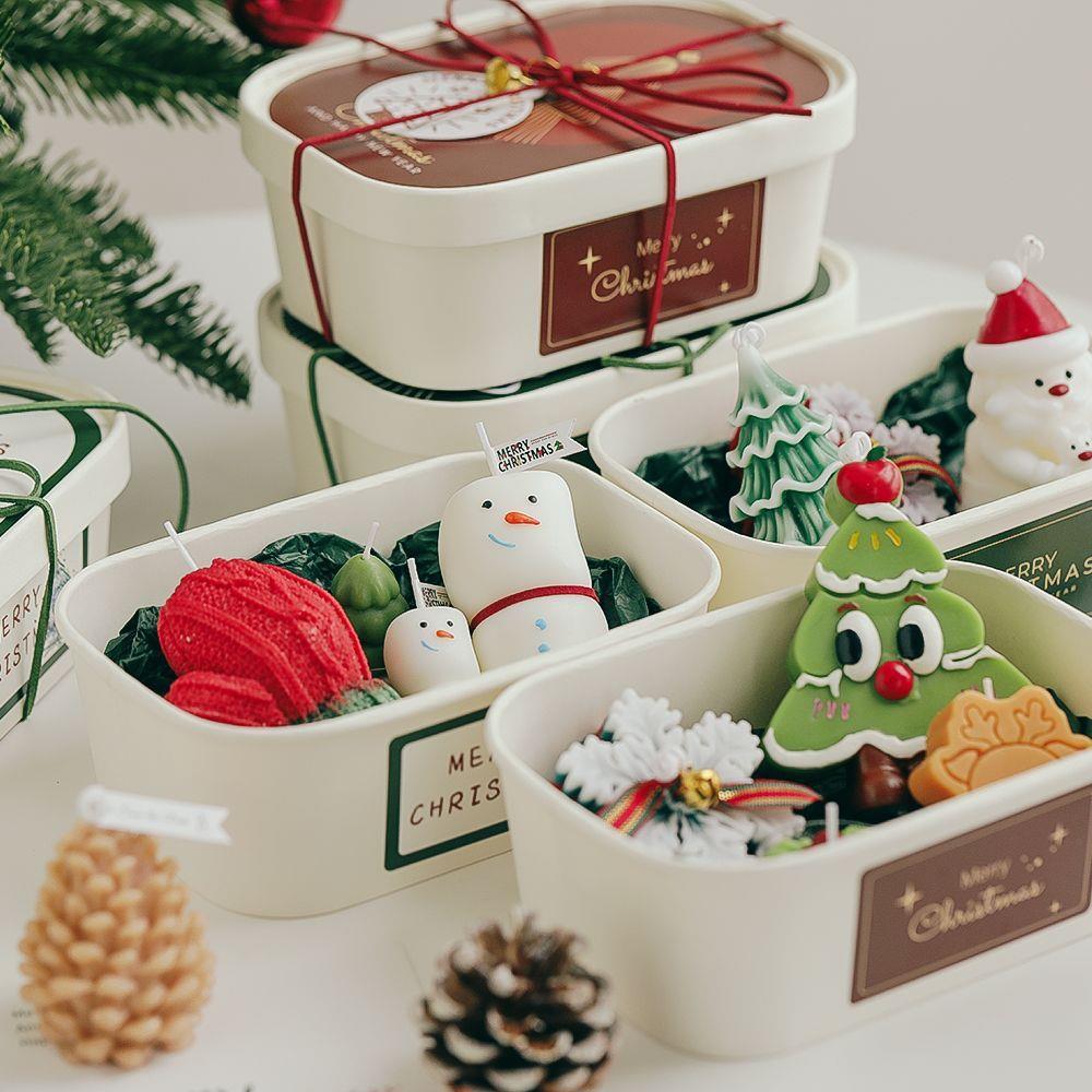 Regalos de Navidad, guantes de muñeco de nieve hechos a mano creativos, árboles de Navidad, cajas de regalo, panelas de banana