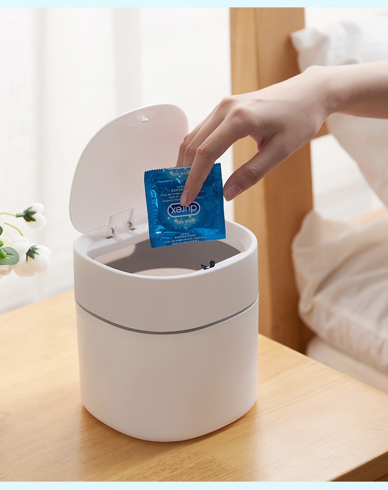 北欧迷你桌面垃圾桶 有盖杂物收纳清洁筒家用厨房书桌纸篓筒详情11