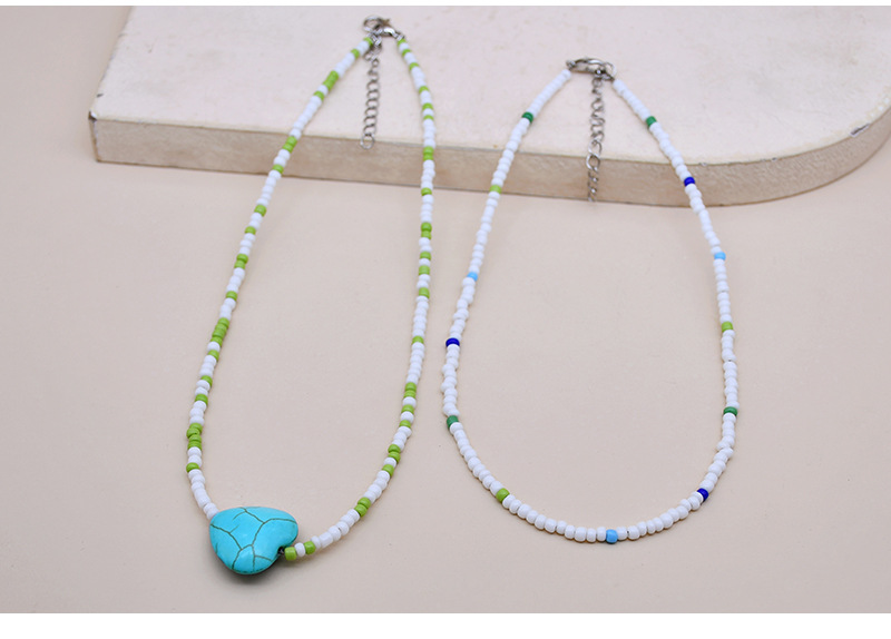 Fashion Retro Beaded Muilt-layer Heart-shaped Turquoise Necklace display picture 4