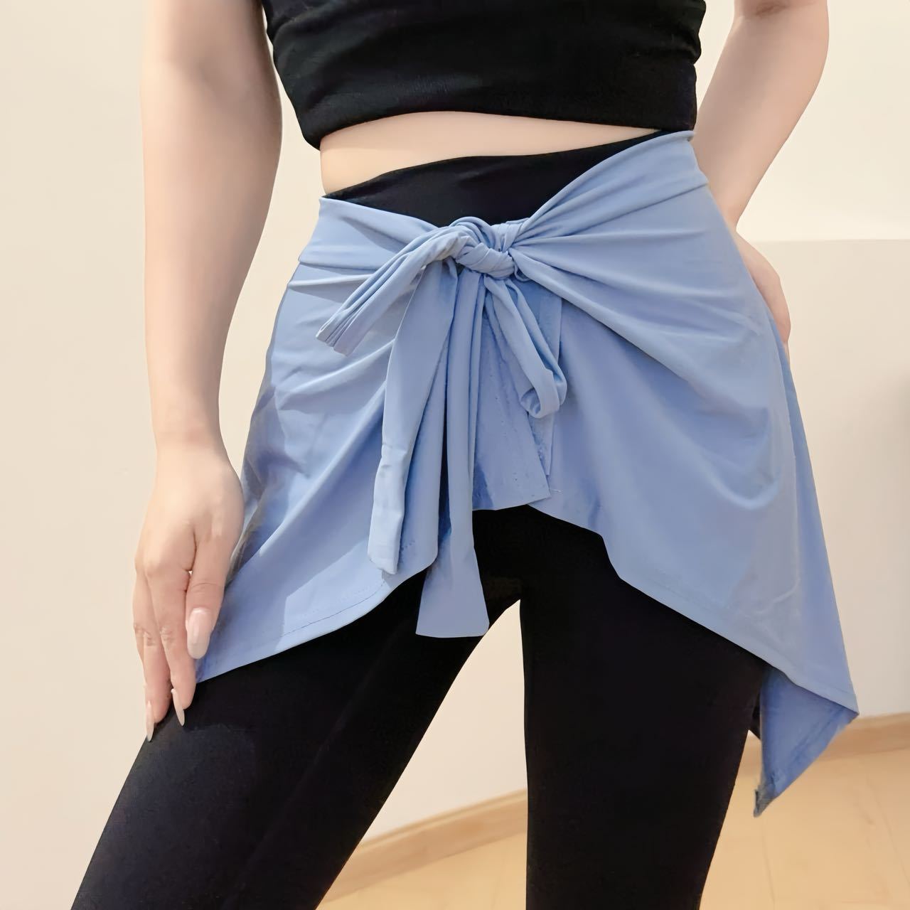 Blue silk curtain