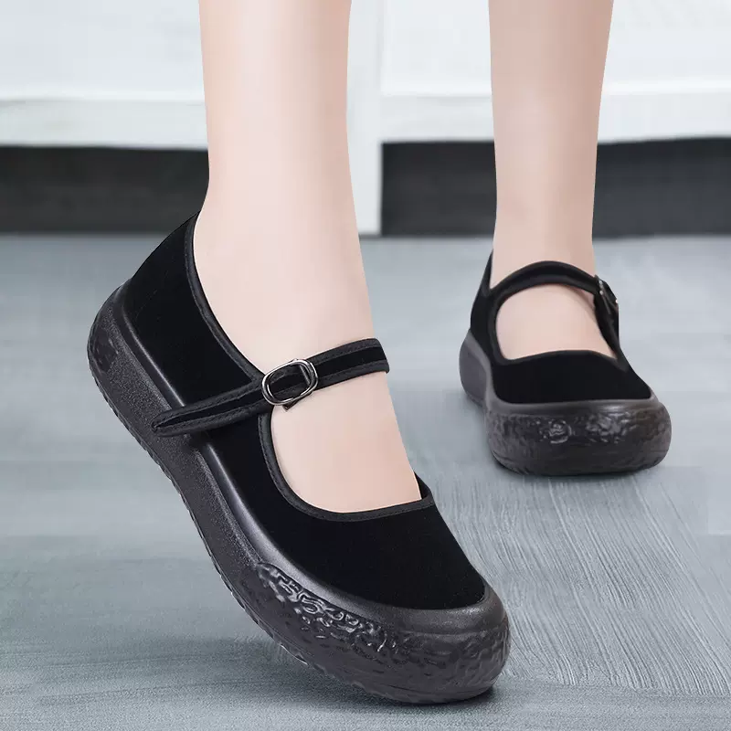 鞋子女2026新款老北京布鞋工作软底轻便防滑上班黑布鞋妈妈鞋代发