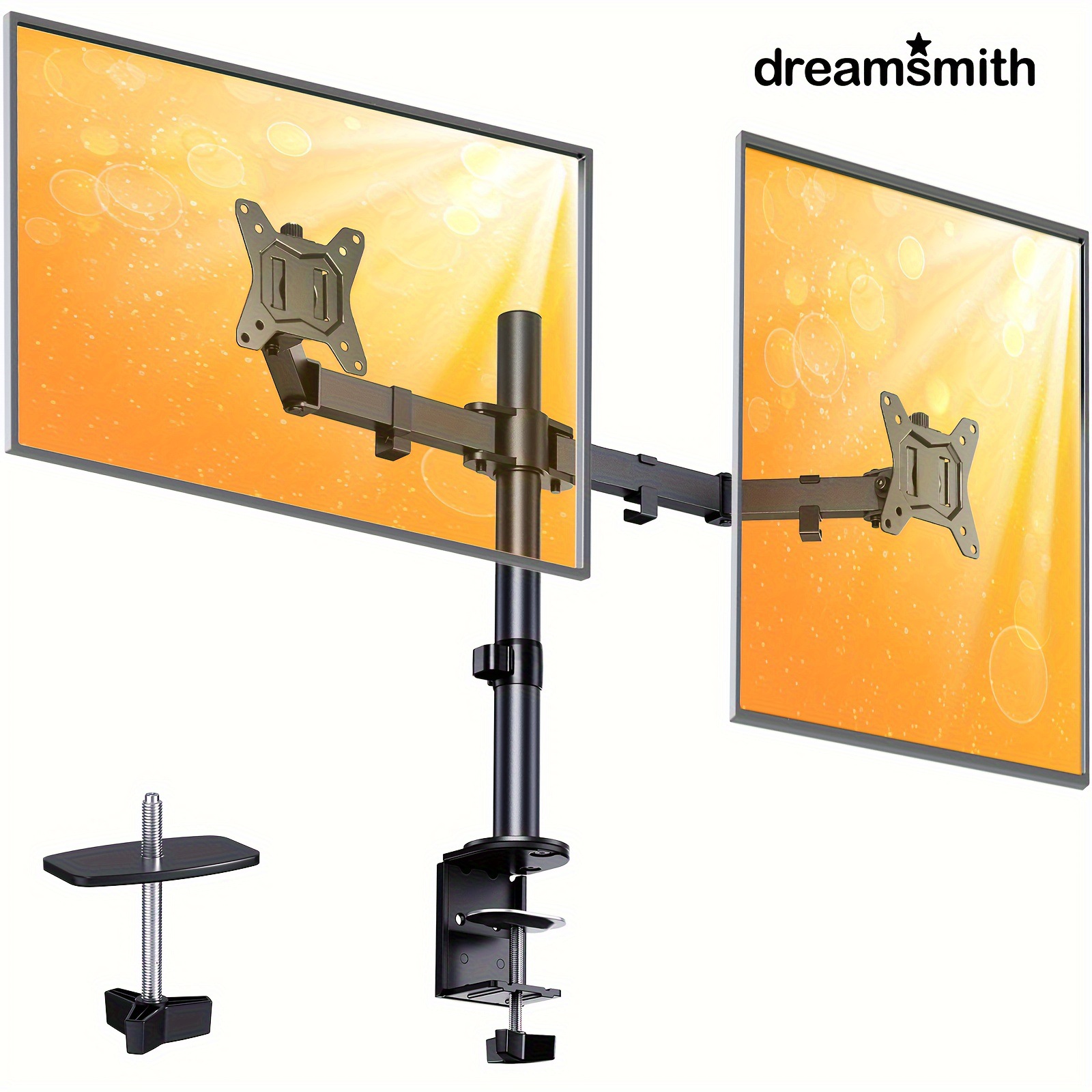 Soporte de monitor dual negro de 32 pulgadas (para escritorio), cada brazo puede soportar múltiples pantallas