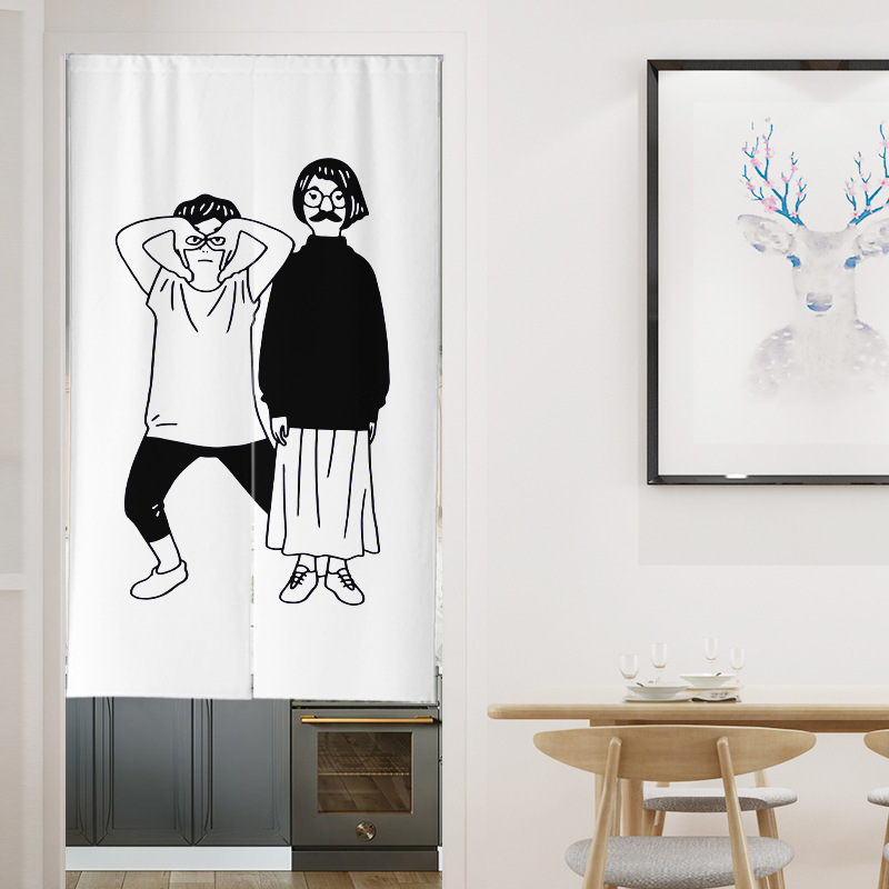 Modern Minimalist Door Curtain Ins Custom Fabric Partition Curtain Decorative Curtain Restaurant Bathroom Blocking Curtain Punch-Free Curtain