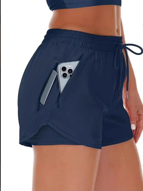 Amazon Cross-Border 2025 Women's 5inch Sports Running Shorts Quick-Drying Lightweight Fitness Shorts with Zipper