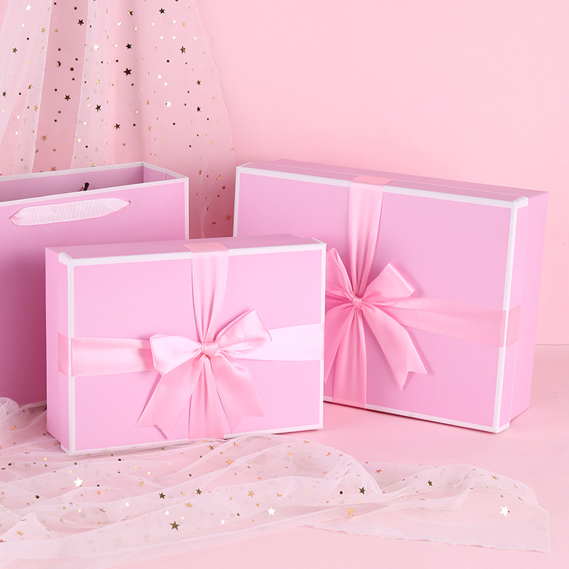 Gift packaging box large pink bow gift b...