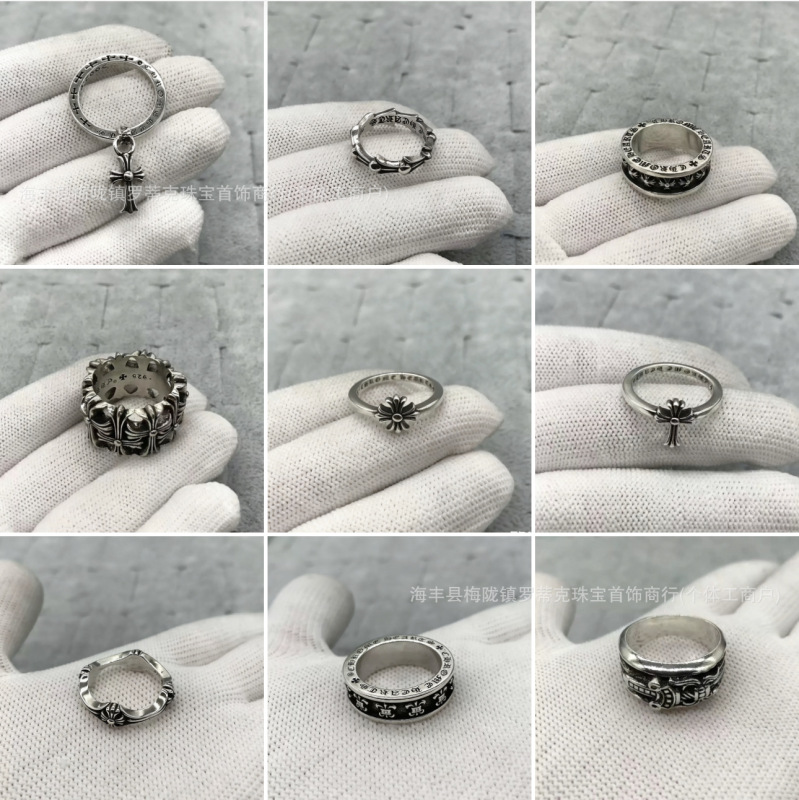Ch Crowe Ring with Vintage European and American Dark Style Design, Unisex Punk Ring with Cross