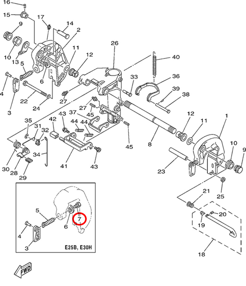 7)翟墨DEMONS舷外机船外挂机橡皮艇锁紧螺杆台阶螺栓90109-06M12