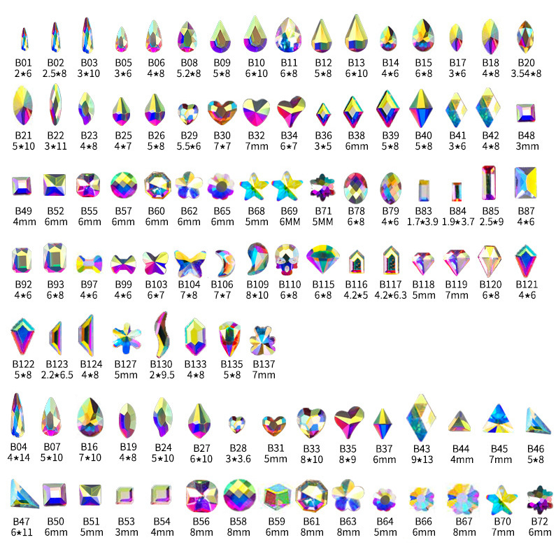 平底异形钻diy美甲饰品大红白AB玻璃水钻手机壳美甲水晶公仔贴钻