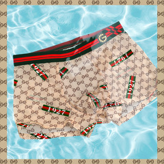 GD潮流男士內褲夏季冰絲速干短褲個性青少年印花無痕四角褲衩批發