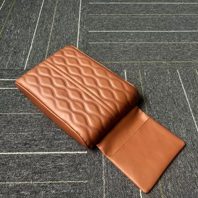 Armrest box pad Central Height-Increasing Pad, Car Center - wave-pattern-brown-with-pockets