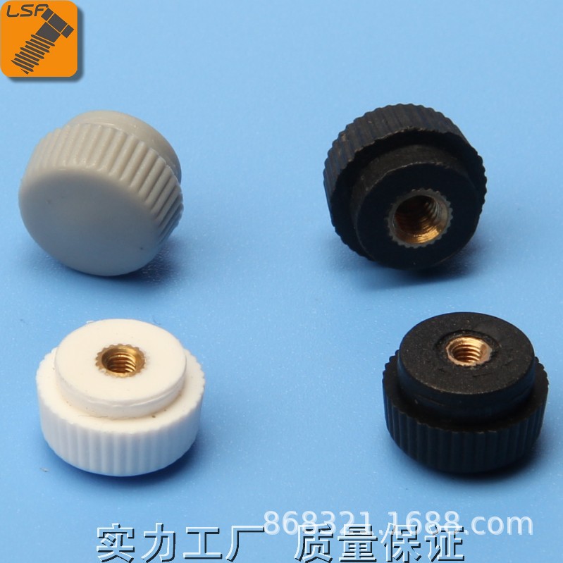 供应旋钮手拧螺母白色/黑色m3/M4/M5胶头铜螺母 16#胶头小螺帽