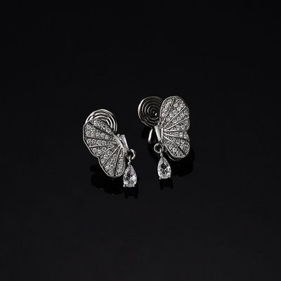 EH272 butterfly Drop Pendant No pierced ears Integrated Mosquito coils Ear clip Earrings Sense of design A small minority Ear Studs
