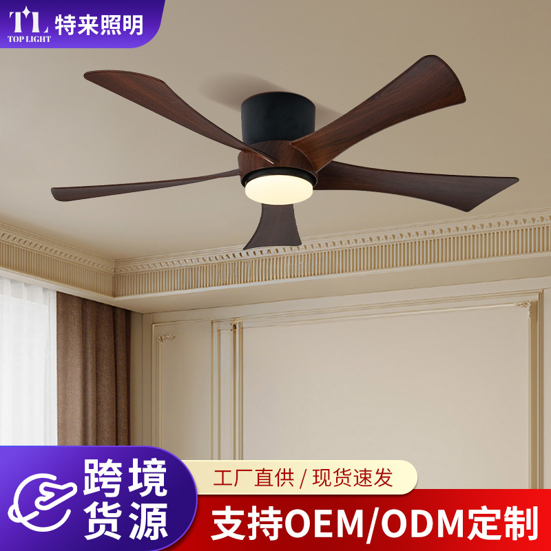 Lámpara Ventilador de Techo de 5 Hojas Acrílico con Control Remoto para Sala de Estar y Dormitorio