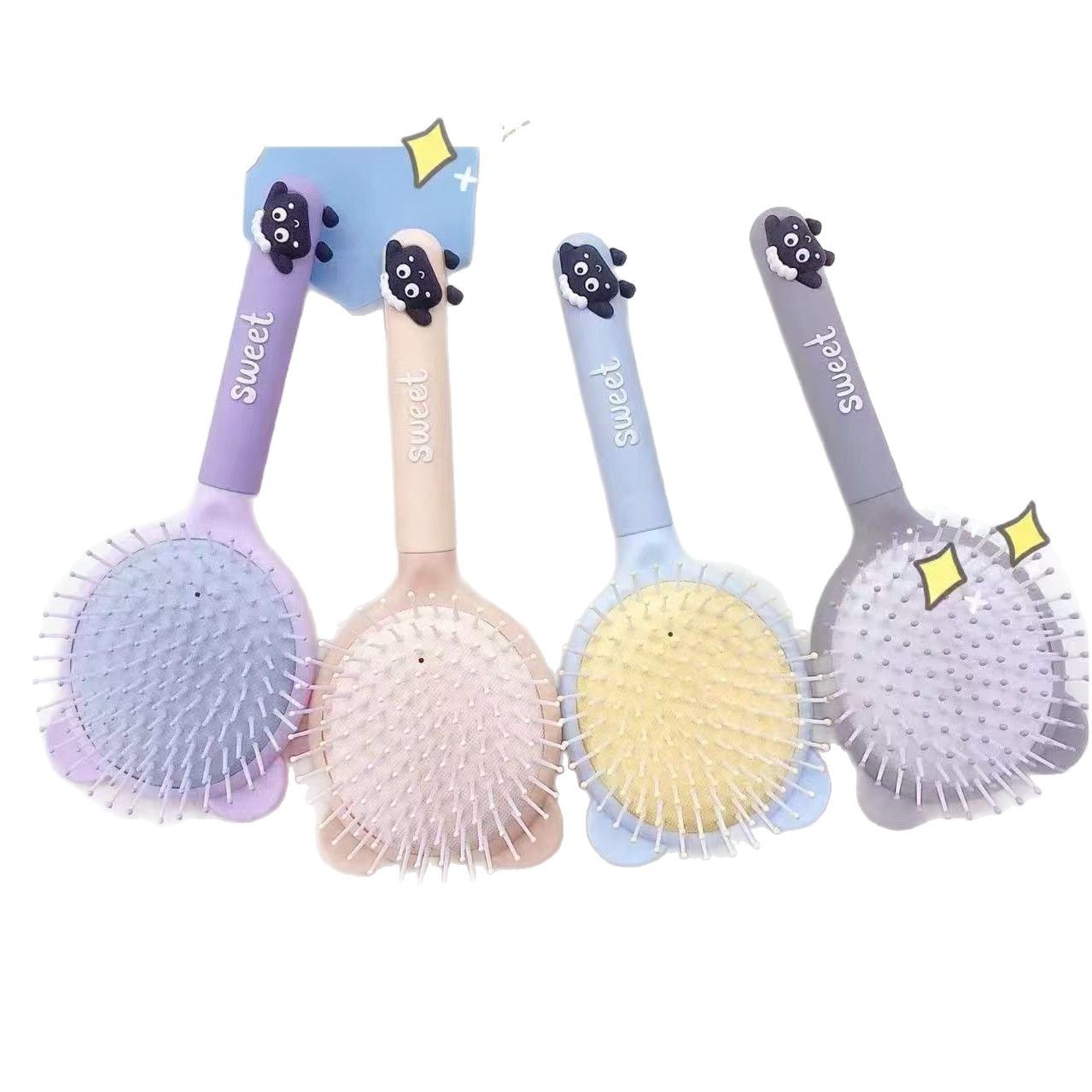 Nuevo estilo color caramelo cojín peine para el cabello niña pequeño peine grande portátil cojín de masaje peine cuero masaje airbag