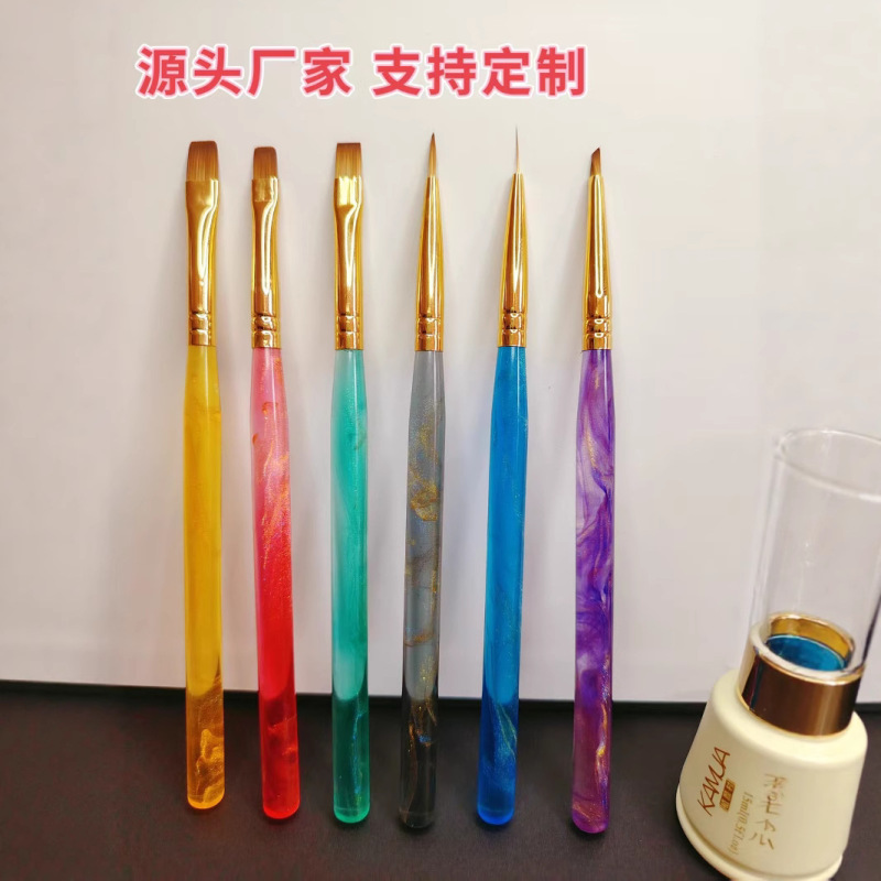 新商品の彩金閃墨美甲筆セットの大角円ペン機能ペン三角ペンの線引きペンの平頭光治療ペン|undefined