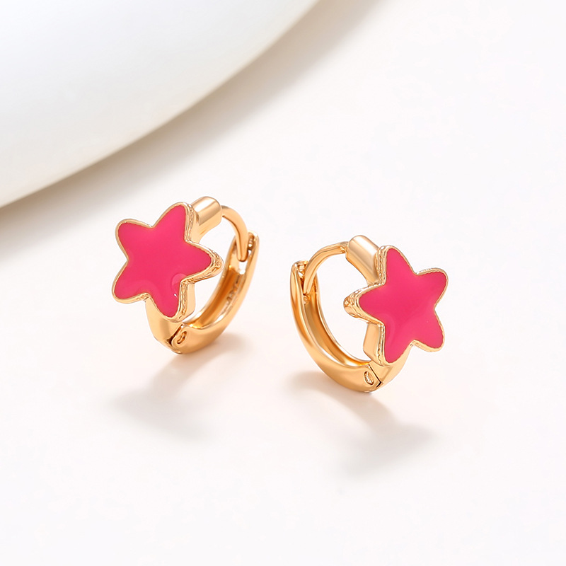 Xuping ruso goteo de aceite pentagonal aretes de aleación pentacolos aretes de verano sensación de nicho aretes para mujeres