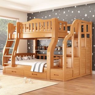 High and low bed mother bed up and down bed mother bed children's bunk bed solid wood bed adult two-layer bed thick