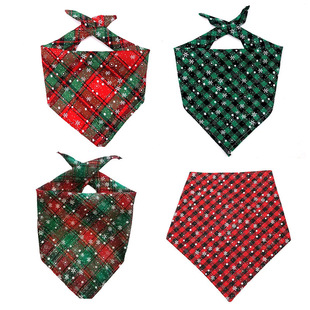 Dog Pet Saliva Towel Christmas Triangle Scarf Neckerchief Cat Plaid Santa Claus Cute Decoration Pet Decoration