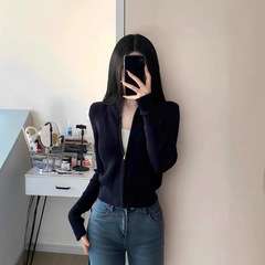 韩版软糯拉链针织衫女士秋冬新品内搭休闲学院风毛衣外套卫衣上衣