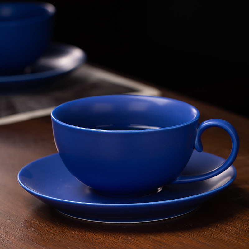 Taza de café de cerámica de Dehua Klein Azul Cappuccinola estilo europeo Taza de café simple estilo nórdico
