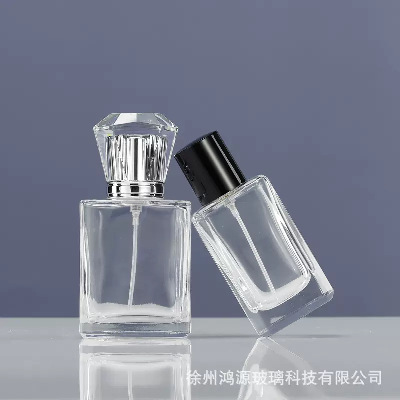 透明香水瓶子裸瓶30ml50ml扁方15卡口喷雾化妆品分装包装玻璃瓶