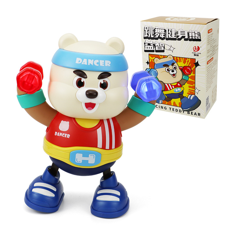 Juguetes eléctricos transfronterizos de ejercicios osos dinámicos luces música danza niños osos juguetes robot al por mayor